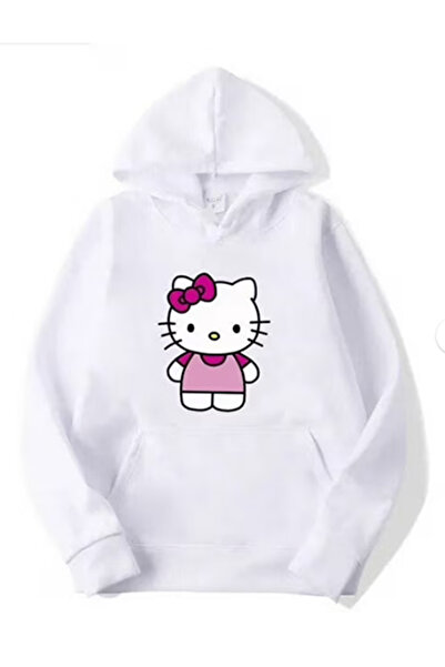 LA GULER Hello Kitty Printed Sweatshirt 3 Yarn Cotton Sardin Unisex Hoodies