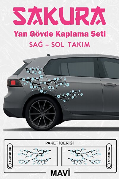 Stikacar SAKURA KİRAZ ÇİÇEĞİ - Yan Gövde Sticker Seti Kaplama