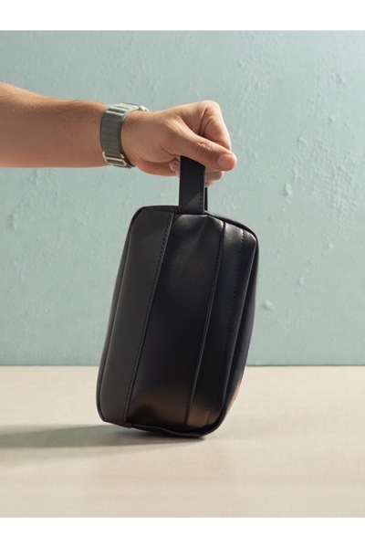 Aggu Bebe Nons Deri Siyah Erkek Tıraş Çantası Günlük El Çantası Portföy - Clu...