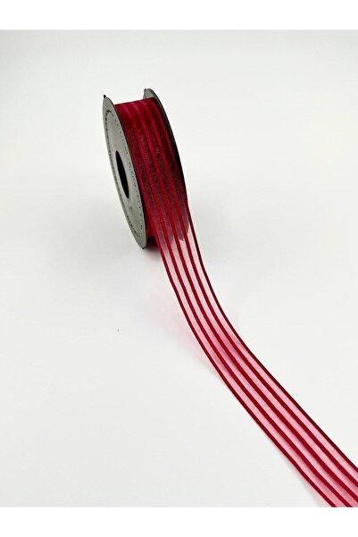 EvremStore Bordo Çizgili Şifon (Hilton) Kurdele 2.5 Cm 20 Metre
