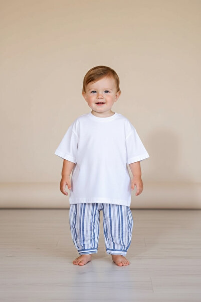 Elias Baby Organik Müslin Pantolon Erkek Bebek/Çocuk %100 Müslin Oeko Tex-Got...