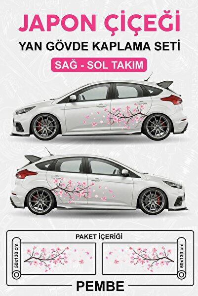 Stikacar JAPON ÇİÇEĞİ SAKURA - Yan Gövde Sticker Seti Kaplama