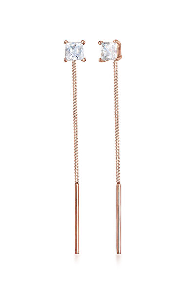 ELLI Ohrringe Damen Ohrhänger Stab Geo Minimal Pull Through mit Zirkonia-Kristall in 925er Sterlingsilber