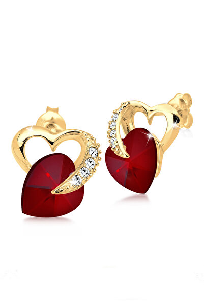 ELLI Ohrringe Damen Ohrstecker Herz Liebe mit Kristallen in 925er Sterlingsilber