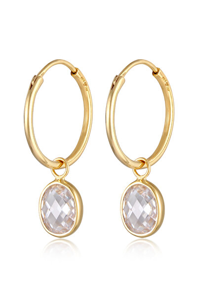 Nenalina Ohrringe Damen Creolen Anhänger Oval mit Zirkonia in 925er Sterlings...