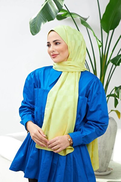 İpekhan Yeni Dama Desen İpeksi Jakar Şal Fıstık Yeşili 9007-17