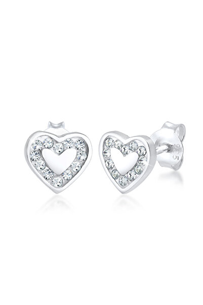 ELLI Ohrstecker Herz mit Kristallen aus 925er Sterlingsilber