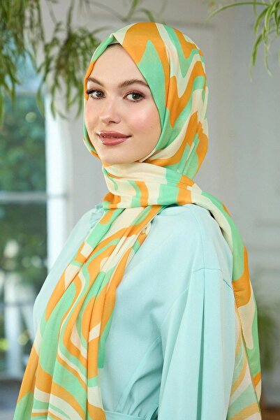 İpekhan Summer Sparkle Collection Şal moale Portocaliu Verde deschis 3044-04