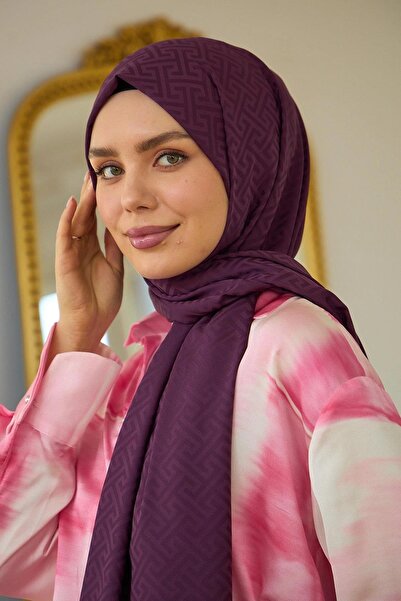 İpekhan Şal Jacquard Mătăsos Cireş Întunecat - Colecția Summer Sparkle 9017-21