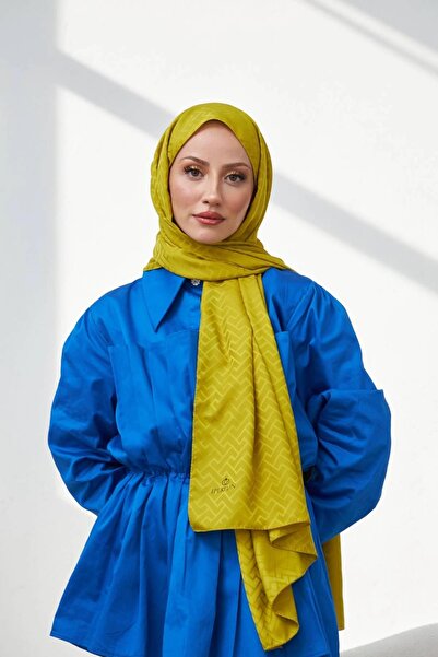 İpekhan ليغو نمط حريري جاكار شال زيت أخضر 9004-13