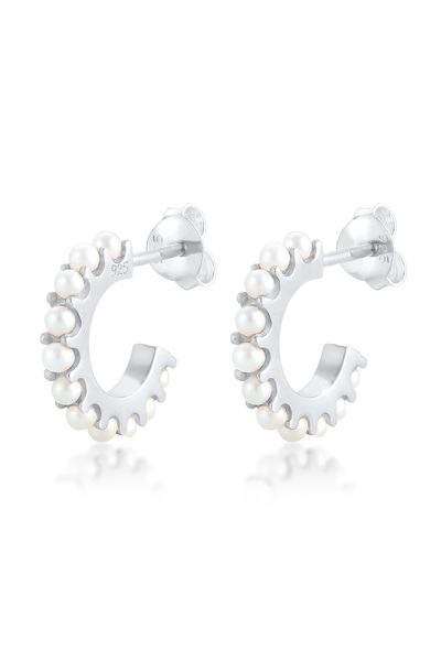 ELLI Ohrringe Damen Creolen Elegant mit synthetischen Perlen in 925er Sterlin...