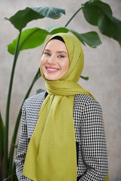 İpekhan Novvela Desen İpeksi Jakar Şal Yağ Yeşili 9008-05