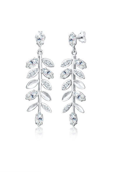 ELLI Ohrringe Damen Blattsymbol mit Kristallen aus 925er Sterlingsilber