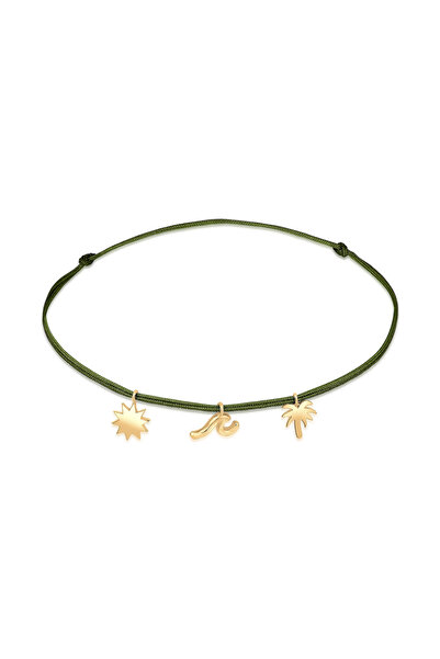 ELLI Anklet Palm Wave Sun Pendant 925 Sterling Silver