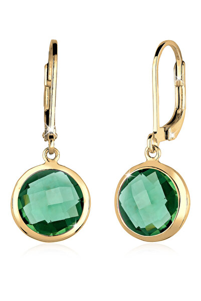 ELLI Ohrringe Damen Ohrhänger Stilvoll Elegant mit grünem Quarz in 925er Sterlingsilber vergoldet