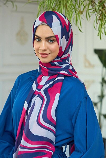 İpekhan Συλλογή Summer Radiance Μαλακό Σάλι Ναυτικό Μπλε Ροζ 3044-10