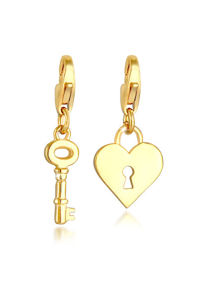 Nenalina Charms Schloss Schlüssel Herz Liebe 2er Set 925 Silber