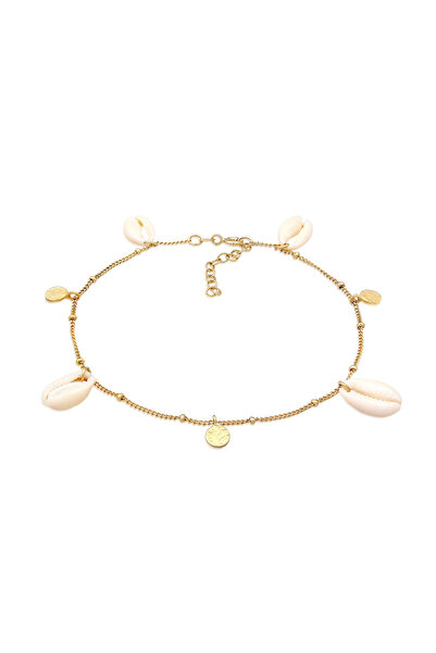 ELLI Fußkette Damen Fußkette Plättchenanhänger maritim mit Kauri-Muschel aus ...