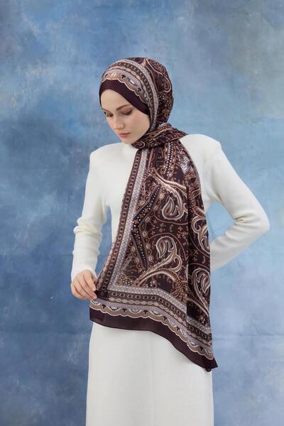 İpekhan Brown Indian Voile Shawl - 5005-05