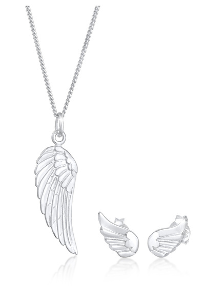 ELLI Schmuckset für Damen mit Engel-Flügel-Anhänger und Ohrringen aus 925er S...