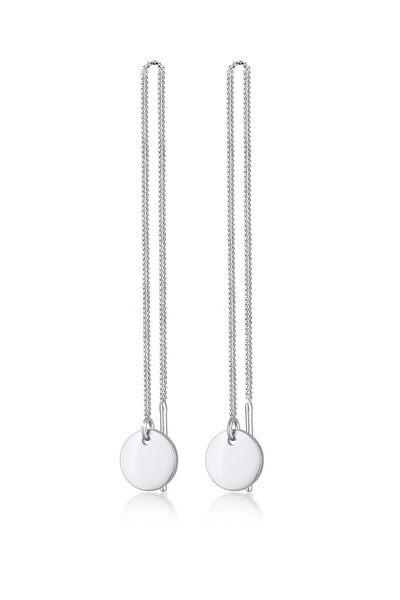 ELLI Ohrringe für Damen, hängend, Plättchen, Kreis, durchziehbar, Trendmodell aus 925er Sterlingsilber