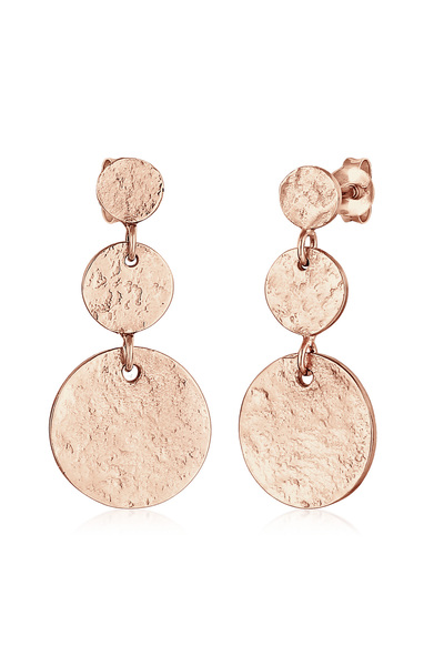 ELLI Earrings Ladies Ear Hanger Retro Platelet Vintage in 925 Sterling Silver Gold Plated