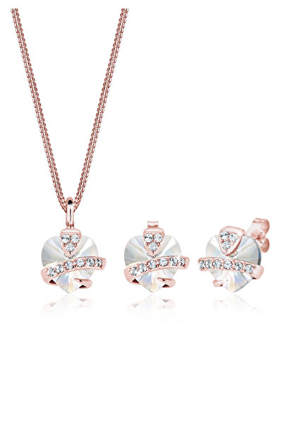 ELLI Schmuckset Damen mit Herzmotiv, edel mit Kristallen, aus 925er Sterlings...