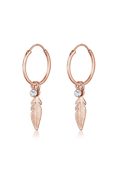 ELLI Ohrringe Damen Creolen Federanhänger Boho Festival mit Kristall in 925er...