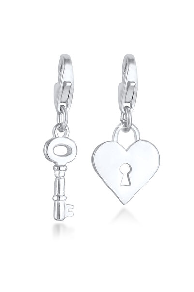 Nenalina Charms Schloss Schlüssel Herz Liebe 2er Set 925 Silber