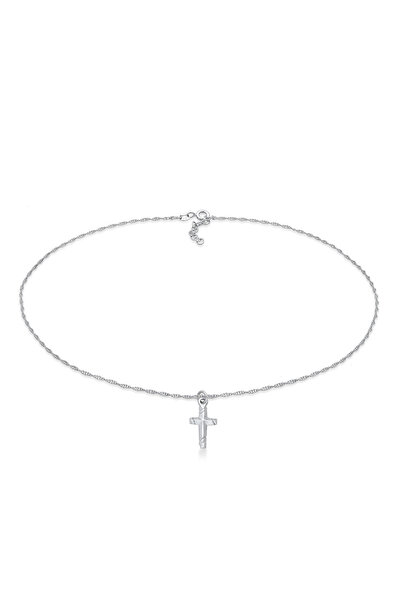ELLI Halskette Damen Choker Kreuz Anhänger Modern aus 925er Sterlingsilber