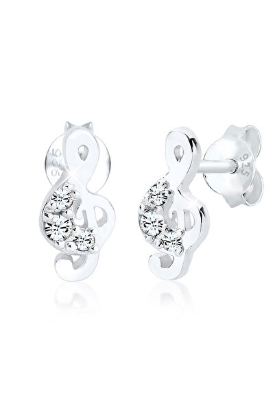 ELLI Ohrringe Damen-Ohrstecker mit Notenschlüssel-Motiv, klassisch mit Krista...