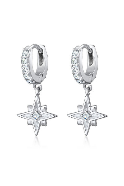 ELLI Ohrringe Astro Star Creole mit Kristallen aus 925er Sterlingsilber