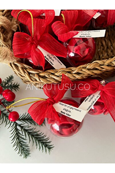 Anı Kutusu 10'lu Yılbaşı Hediyelik Etiketli Fanus İçinde Saten Toka