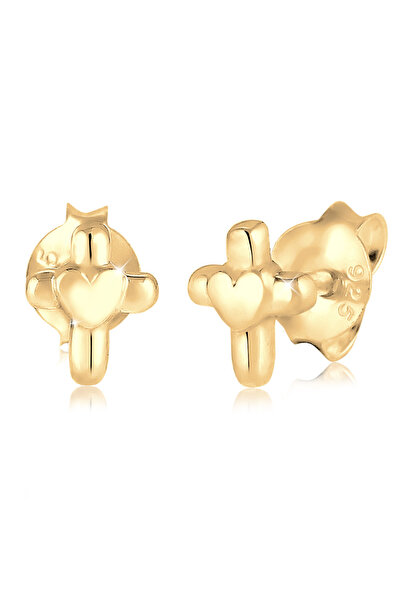 ELLI Earrings Kinder Kreuz Herz Religion 925 Sterling Silber