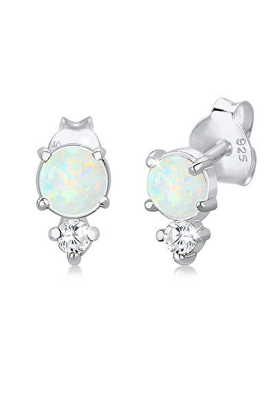 ELLI Ohrringe Damen Ohrstecker Vintage mit Zirkonia-Kristallen und Opal in 92...