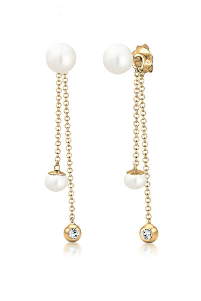 ELLI Ohrringe Damen Elegante Ohrhänger mit Süßwasser-Zuchtperlen und Kristall...