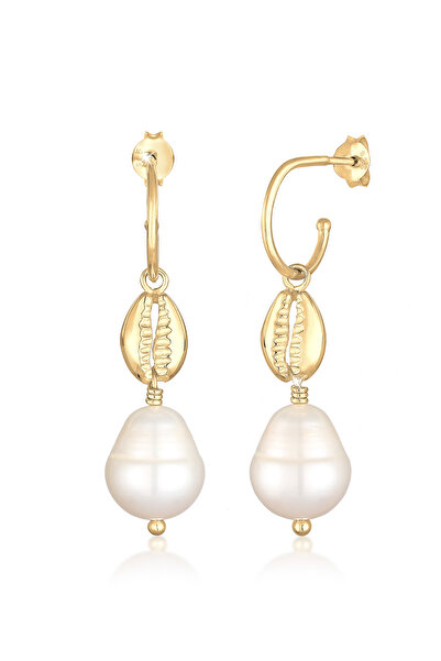 ELLI Ohrringe Kaurimuschel Barock Süßwasser-Zuchtperle 925er Sterlingsilber