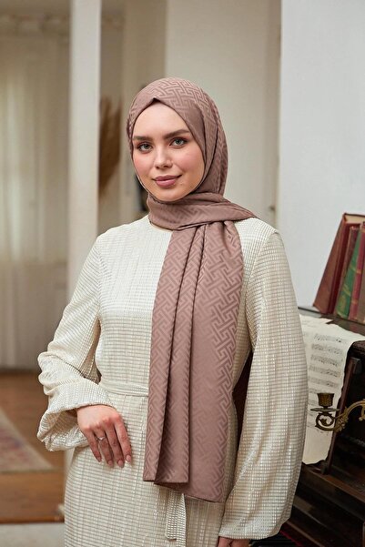 İpekhan Yaz Işıltısı Koleksiyonu İpeksi Jakar Şal Açık Vizon 9017-08