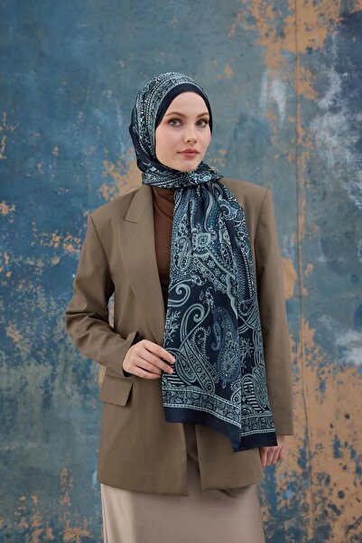 İpekhan Şal din voal indian albastru bleumarin verde apă - 5008-10