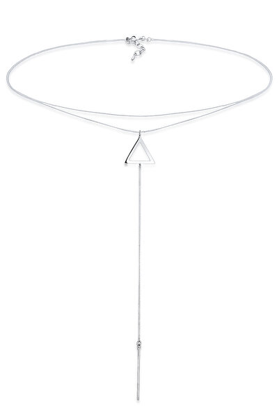 ELLI Halskette Damen Choker Y-Kette Dreieck Geo Look aus 925er Sterlingsilber