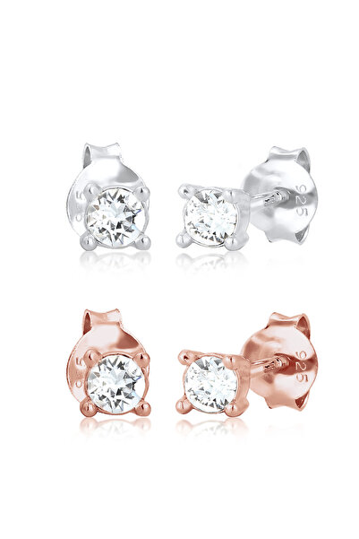 ELLI Ohrringe Damen-Ohrstecker, zweifarbig, aus 925er Sterlingsilber, vergold...