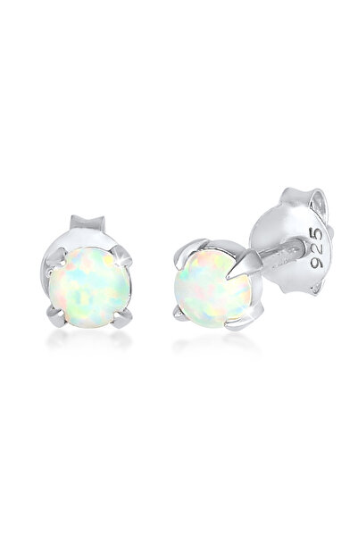 ELLI Ohrringe Damen Ohrstecker Filigran Trend mit synthetischem Opal in 925er Sterlingsilber