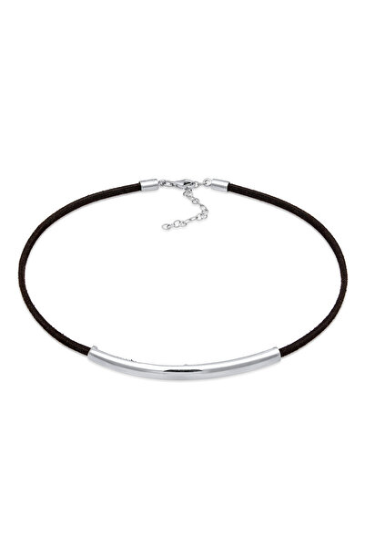 ELLI Halskette Damen Choker Festival mit Kunstleder schwarz in 925er Sterlingsilber