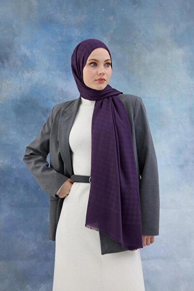 İpekhan Şal de gâscă din bumbac cu model jacquard violet - 8011-13