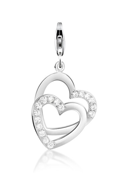 Nenalina Charms Damen-Herz-Anhänger mit Zirkonia in 925er Sterlingsilber