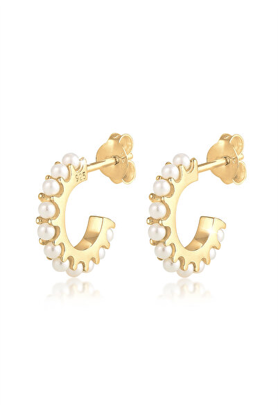 ELLI Ohrringe Damen Creolen Elegant mit synthetischen Perlen in 925er Sterlingsilber