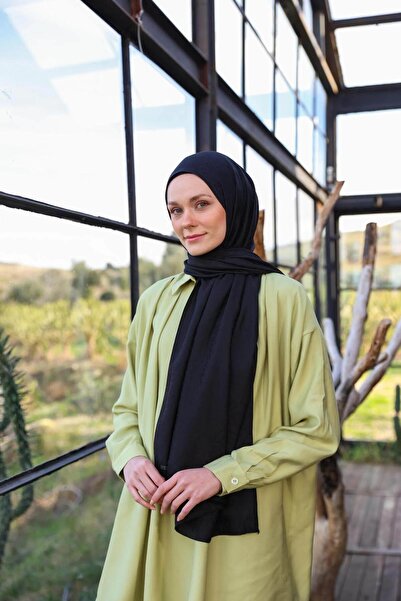 İpekhan Exen Pattern Silky Jacquard Shawl Black 9011-17