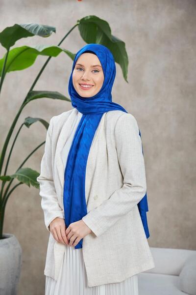 İpekhan Neo Kazayağı Desen İpeksi Jakar Şal Lacivert 9010-14