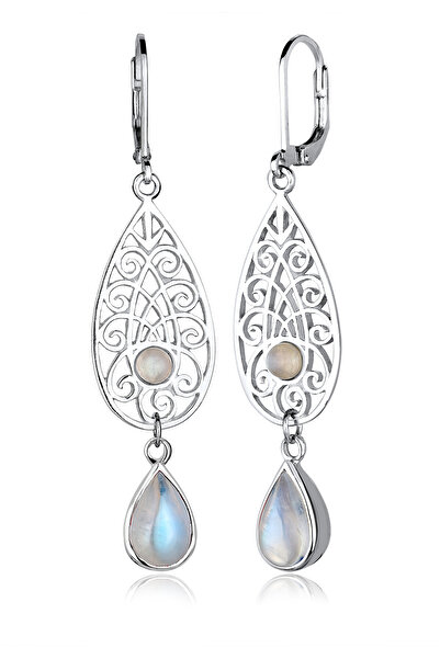 ELLI Ohrringe Damen Ohrhänger mit Mondsteinen in 925er Sterlingsilber vergoldet