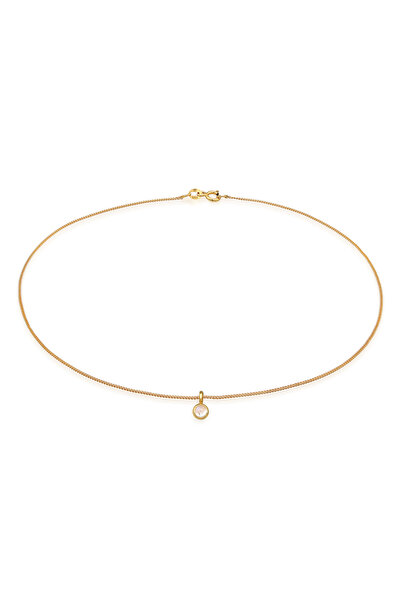 ELLI Halskette Damen Choker Solitär-Anhänger filigran mit Mondstein in 585 Ge...